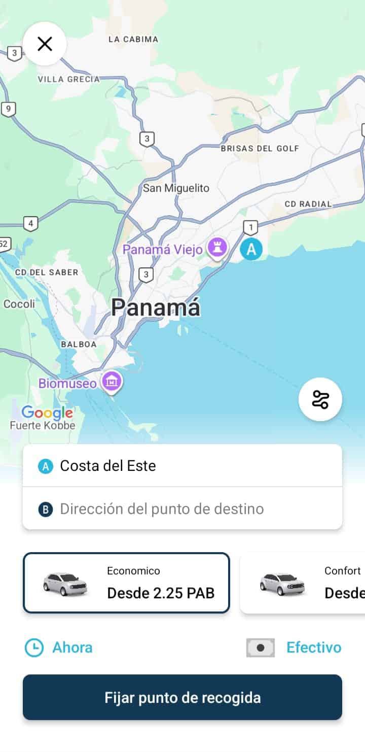 Taxi Panamá - solicitar viaje en la app V-Cab (pasajeros)